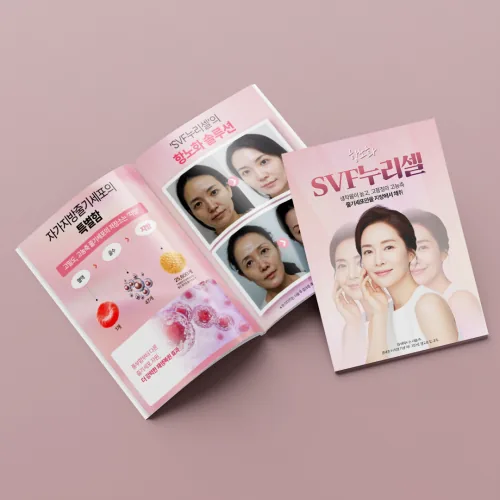 항노화 시술 안내 브로슈어의 표지와 내지 펼침면